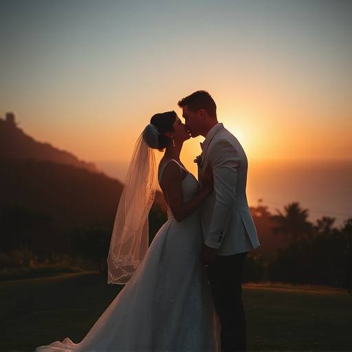 Fotografia de um casamento ao p√¥r do sol em Morro de S√£o Paulo, Bahia.